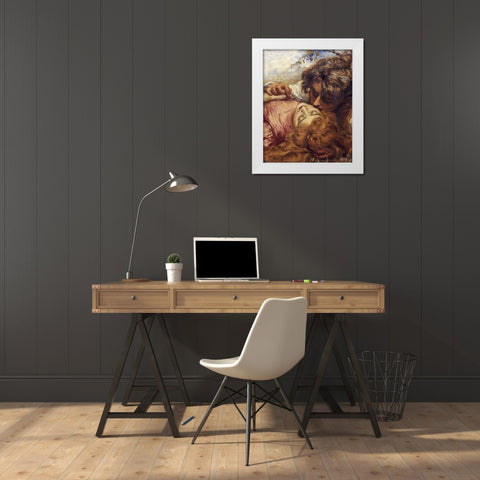 The Kiss White Modern Wood Framed Art Print by Stock, Henry John