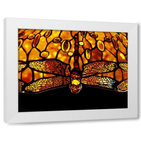 Detail of An Important Dichroic Dragonfly White Modern Wood Framed Art Print by Tiffany Studios