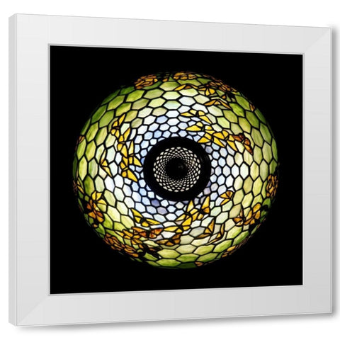 Overhead Detail of a Butterfly White Modern Wood Framed Art Print by Tiffany Studios