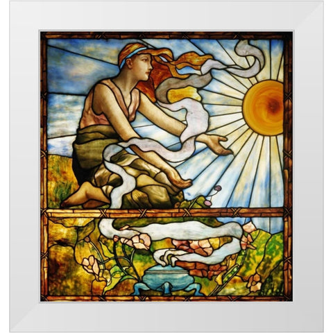 Window White Modern Wood Framed Art Print by Tiffany Studios