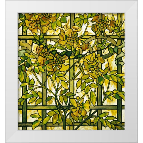 Trumpet Vine White Modern Wood Framed Art Print by Tiffany Studios