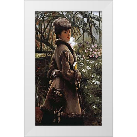 In The Greenhouse White Modern Wood Framed Art Print by Tissot, James Jacques