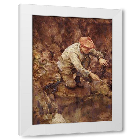 Netting Lobster White Modern Wood Framed Art Print by Tuke, Henry Scott