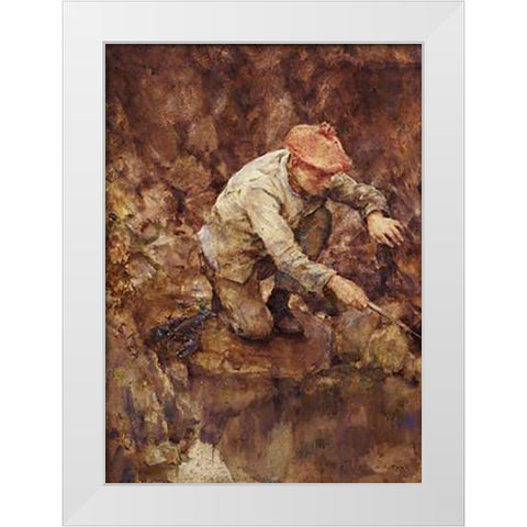 Netting Lobster White Modern Wood Framed Art Print by Tuke, Henry Scott