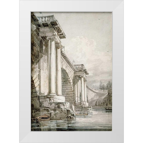 Old Blackfriars Bridge, London White Modern Wood Framed Art Print by Turner, Joseph M.W.