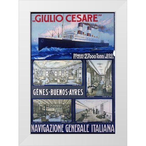 Navigazione Generale Italiana, Giulio Cesare White Modern Wood Framed Art Print by Unknown