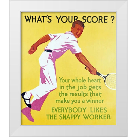 Whats Your Score White Modern Wood Framed Art Print by Unknown