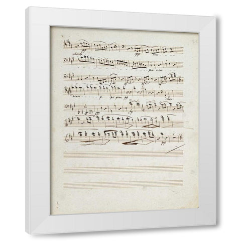 Manuscripts of The Quartet In a Minor Opus 132 White Modern Wood Framed Art Print by Beethoven, Ludwig Van