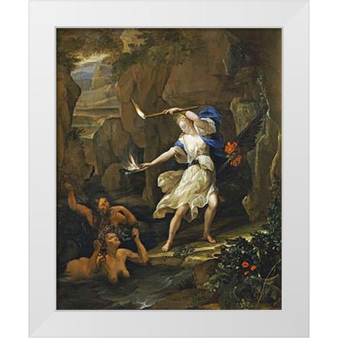 Circe Transforming Scylla White Modern Wood Framed Art Print by Van Der Neer, Eglon Hendrick