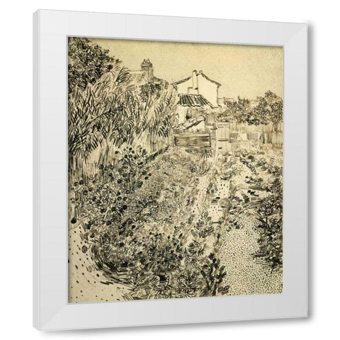 The Flower Garden White Modern Wood Framed Art Print by Van Gogh, Vincent