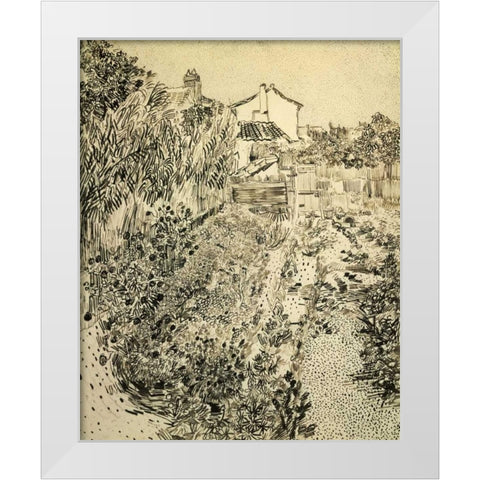 The Flower Garden White Modern Wood Framed Art Print by Van Gogh, Vincent