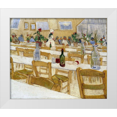 A Restaurant Interior White Modern Wood Framed Art Print by Van Gogh, Vincent