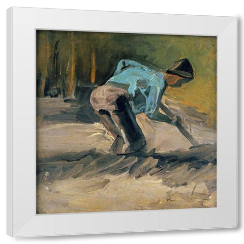 Man at Work White Modern Wood Framed Art Print by Van Gogh, Vincent