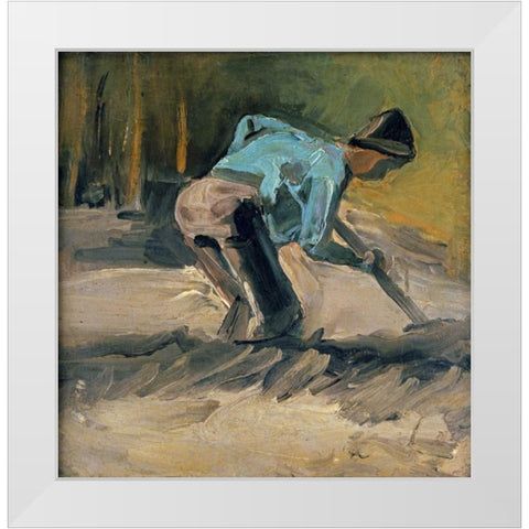 Man at Work White Modern Wood Framed Art Print by Van Gogh, Vincent