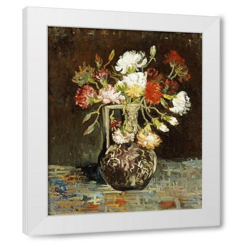 Bouquet De Fleurs White Modern Wood Framed Art Print by Van Gogh, Vincent
