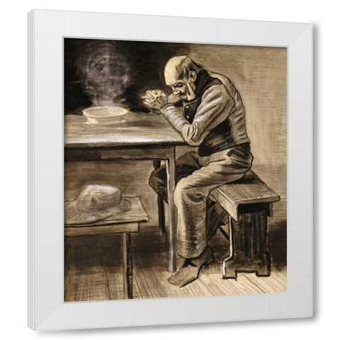 The Prayer White Modern Wood Framed Art Print by Van Gogh, Vincent