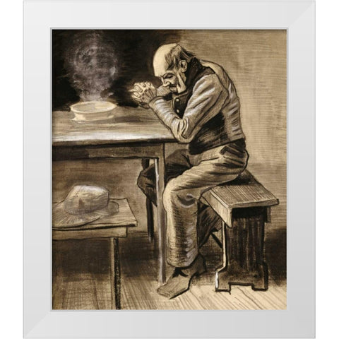 The Prayer White Modern Wood Framed Art Print by Van Gogh, Vincent