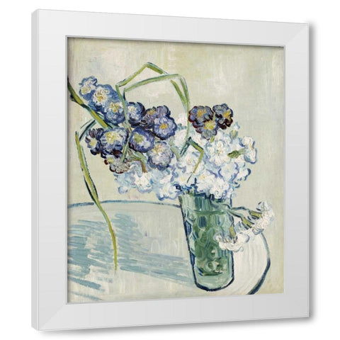 Still Life, Vase of Carnations White Modern Wood Framed Art Print by Van Gogh, Vincent