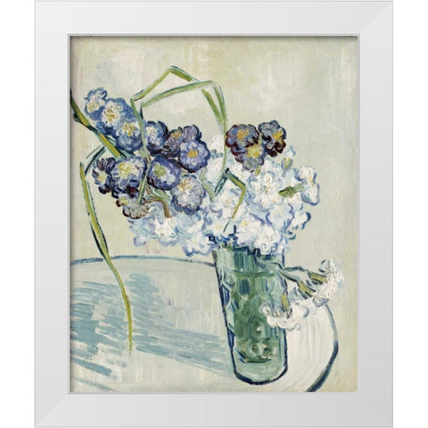 Still Life, Vase of Carnations White Modern Wood Framed Art Print by Van Gogh, Vincent