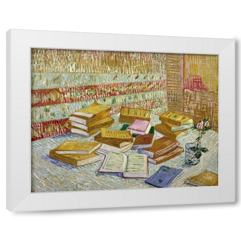 The Parisian Novels White Modern Wood Framed Art Print by Van Gogh, Vincent