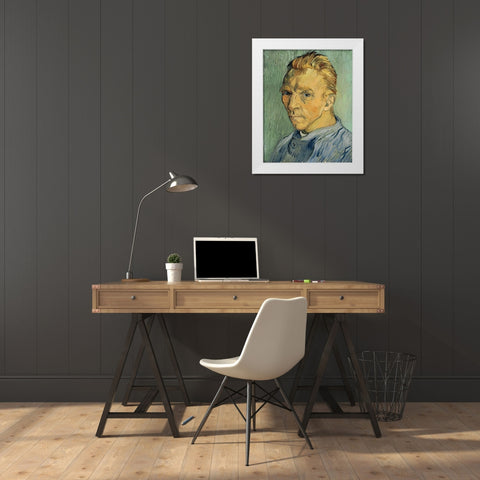 Self Portrait Without Beard White Modern Wood Framed Art Print by Van Gogh, Vincent