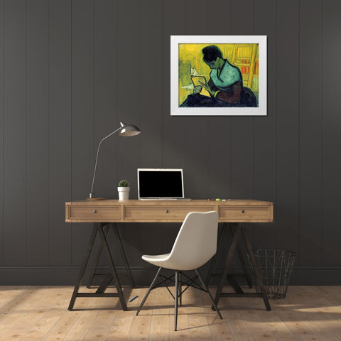 A Novel Reader White Modern Wood Framed Art Print by Van Gogh, Vincent