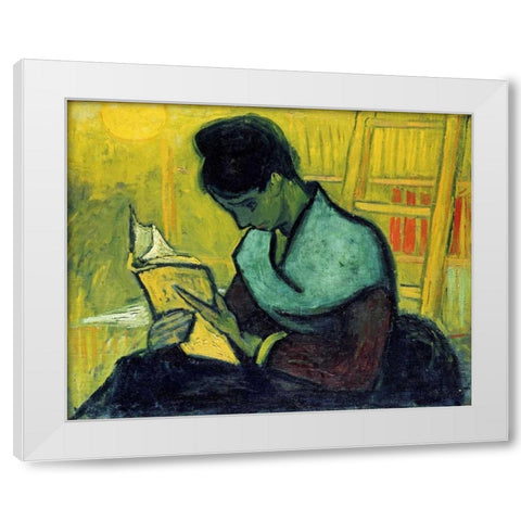A Novel Reader White Modern Wood Framed Art Print by Van Gogh, Vincent