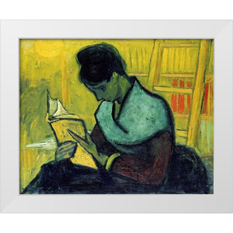 A Novel Reader White Modern Wood Framed Art Print by Van Gogh, Vincent