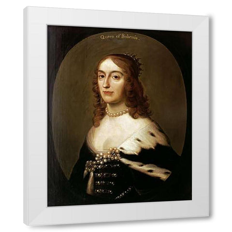 Portrait of Elizabeth, Queen of Bohemia White Modern Wood Framed Art Print by Van Honthorst, Gerrit