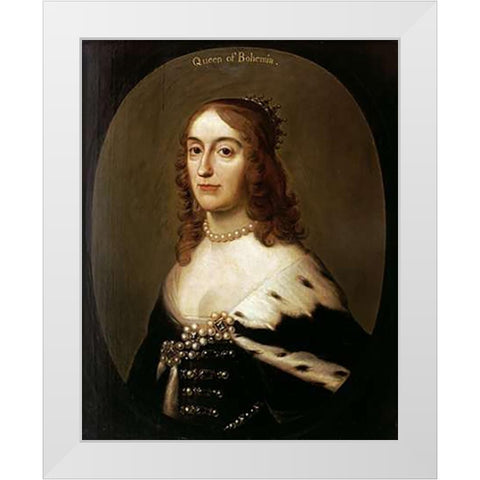 Portrait of Elizabeth, Queen of Bohemia White Modern Wood Framed Art Print by Van Honthorst, Gerrit