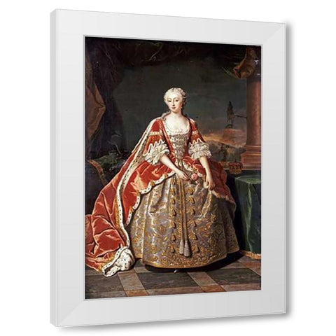 Portrait of Augusta, Princess of Wales White Modern Wood Framed Art Print by Van Loo, Jean Baptiste