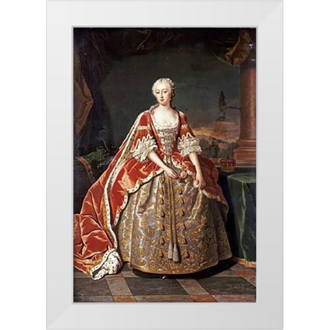 Portrait of Augusta, Princess of Wales White Modern Wood Framed Art Print by Van Loo, Jean Baptiste
