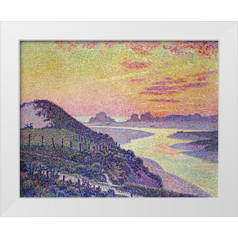 Sunset at Ambleteuse, Pas De Calais White Modern Wood Framed Art Print by Van Rysselberghe, Theo