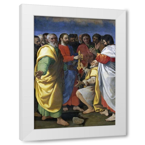 Christs Charge To Saint Peter White Modern Wood Framed Art Print by Vermiglio, Giuseppe