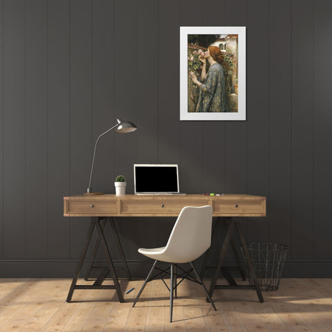 The Soul of The Rose White Modern Wood Framed Art Print by Waterhouse, John William