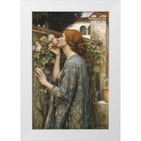 The Soul of The Rose White Modern Wood Framed Art Print by Waterhouse, John William