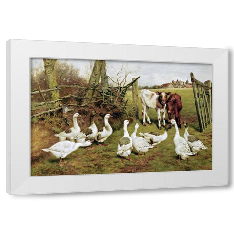 The Disputed Gate White Modern Wood Framed Art Print by Weekes, Herbert William