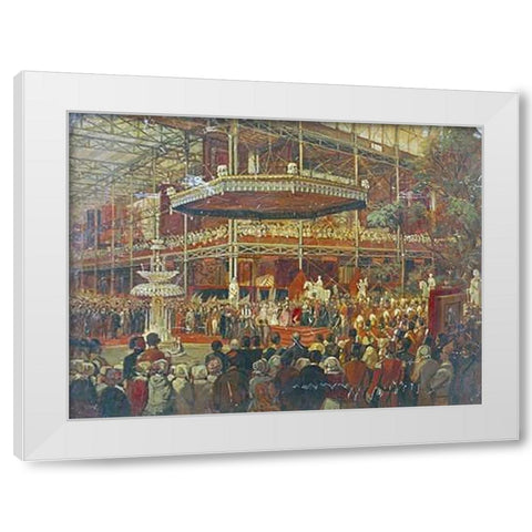 The Opening of The Great Exhibition White Modern Wood Framed Art Print by Wingfield, James Digman