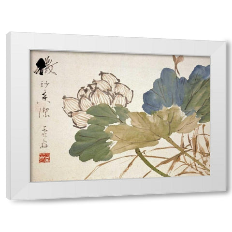 Lotus White Modern Wood Framed Art Print by Gu, Xu