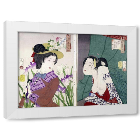 Strolling White Modern Wood Framed Art Print by Yoshitoshi, Tsukioka