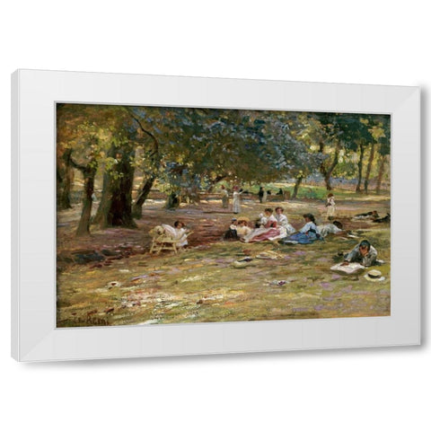 In The Park White Modern Wood Framed Art Print by Aerni, Franz Theodor