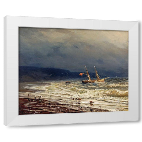 Off The Turkish Coast White Modern Wood Framed Art Print by Aivasowsky, Ivan Konstantinovich