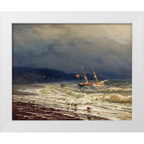 Off The Turkish Coast White Modern Wood Framed Art Print by Aivasowsky, Ivan Konstantinovich