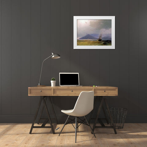Sailing Off The Crimean Coast White Modern Wood Framed Art Print by Aivasowsky, Ivan Konstantinovich