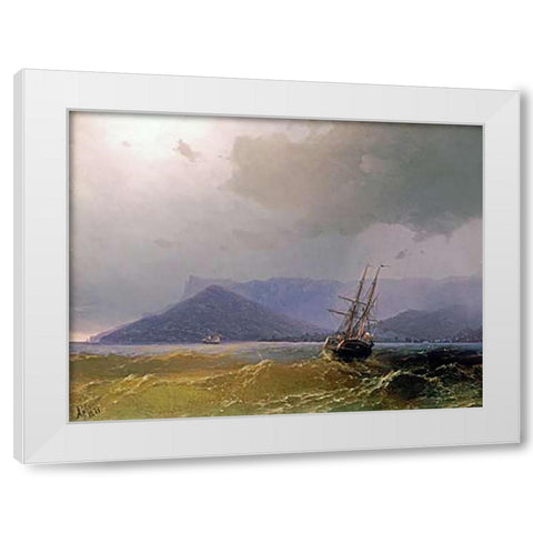 Sailing Off The Crimean Coast White Modern Wood Framed Art Print by Aivasowsky, Ivan Konstantinovich