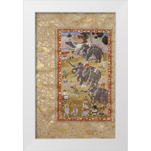 A Hunting Party White Modern Wood Framed Art Print by Akbarnameh, Chester Beatty