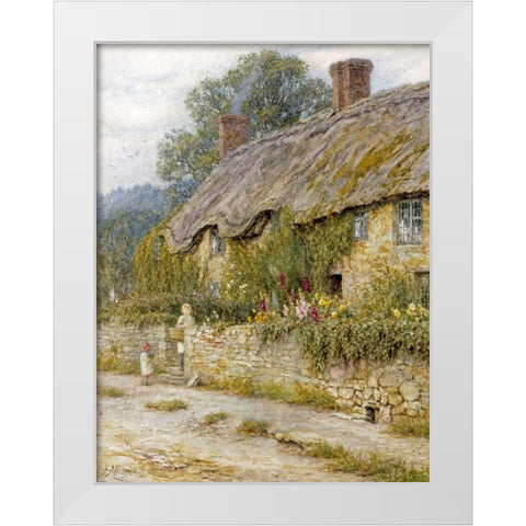 Cottage Near Wells, Somerset White Modern Wood Framed Art Print by Allingham, Helen