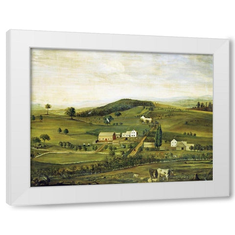 An American Farm: Fall View From The East White Modern Wood Framed Art Print by American School