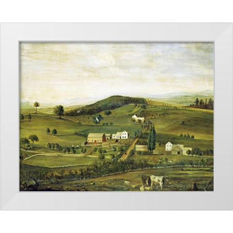 An American Farm: Fall View From The East White Modern Wood Framed Art Print by American School