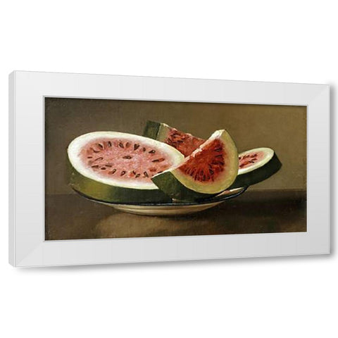 Still Life With Watermelon White Modern Wood Framed Art Print by American School
